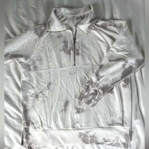 Gray and White Tie Dye 3/4 Zip